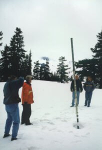 World Record Snowfall - officials at snowstake