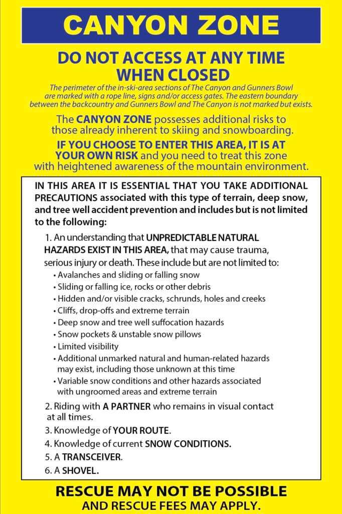 Canyon Zone Policy