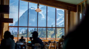 Heather Meadows Cafe has fantastic food and amazing views.
